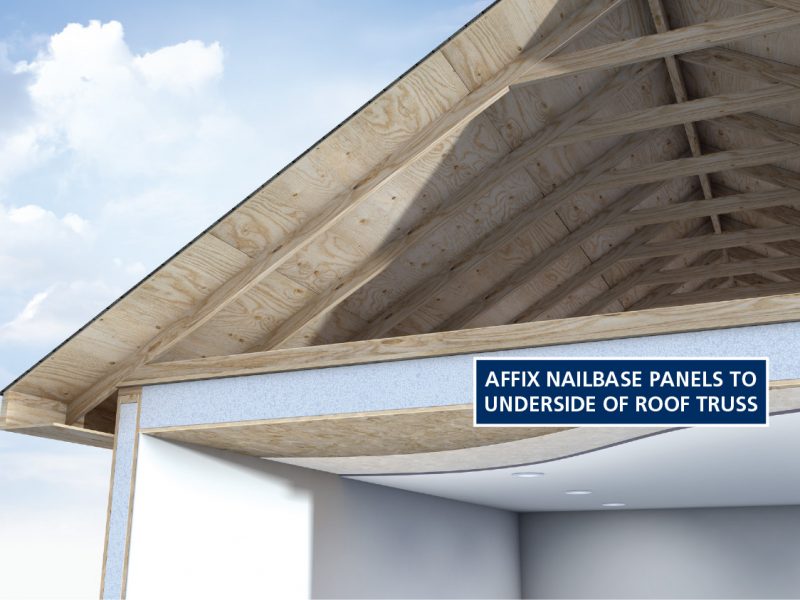 Nailbase panels as ceiling, on underside of roof truss