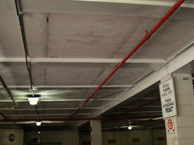 Underground parking at the St. Catharines Public Library uses 600+ Thermapan SIPs in the ceiling.