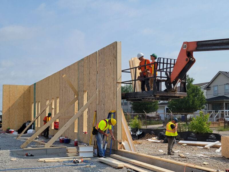 Construction progress on east wing, Station 1